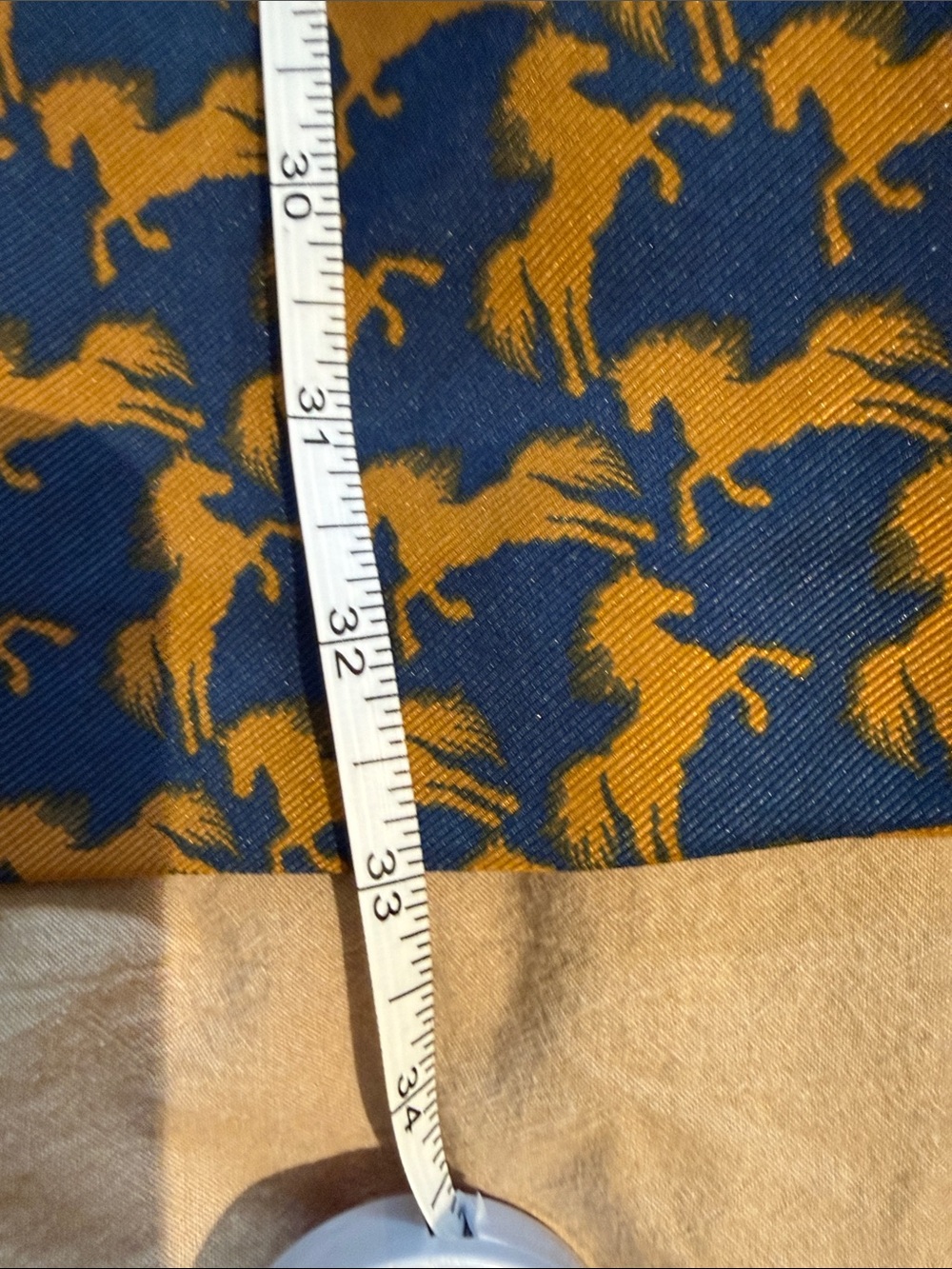Maeve Navy and Mustard Printed Horse Mini Dress with Ivory Puff Sleeves - Picture 10 of 10